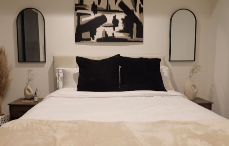 Black and cheap tan bedroom